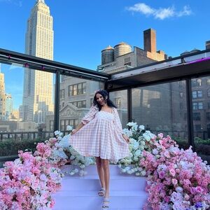 Breath of Youth Pink and White Checkered Dress size Small